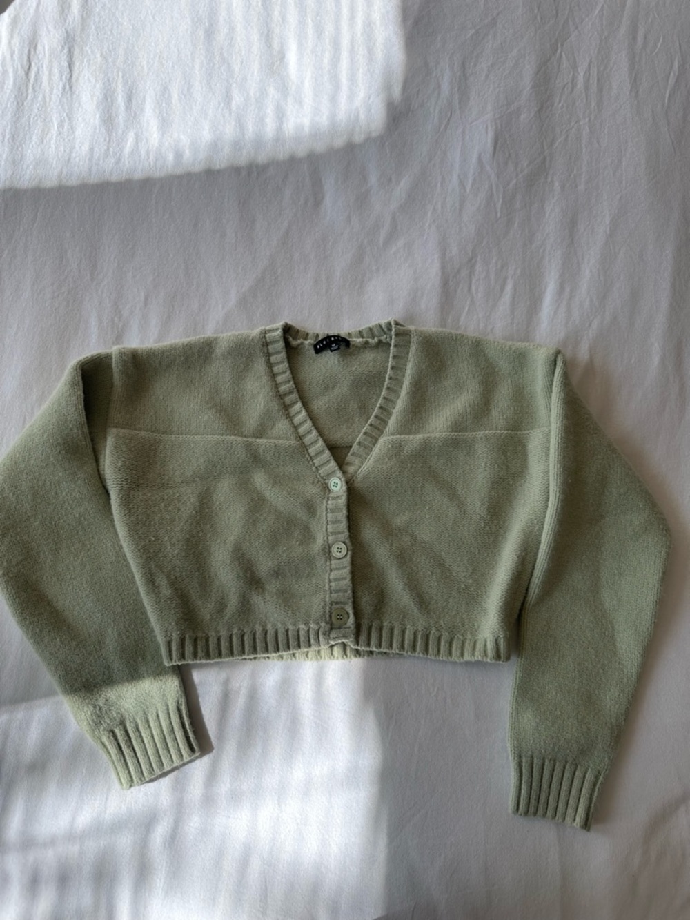 Cropped Green Cardigan